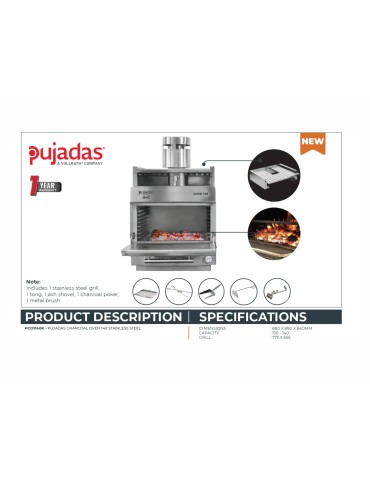 Pujadas Charcoal Oven 140 Stainless Steel 