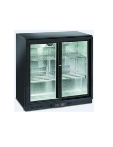 Two Sliding Door Black Back Bar Cooler