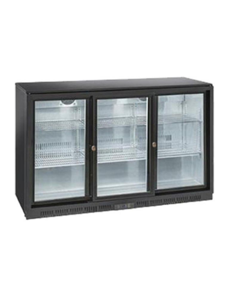 Three SlidingDoor Black Back Bar Cooler