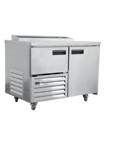 JUST FRIDGE PIZZATOP UNDER BAR 1.5 GLASS DOORS-TAKES 6 X 1/6 INSERTS + LIDS  (NOT INCLUDED) 1180 x 650 x 900mm- 14-21 days Lead Time 