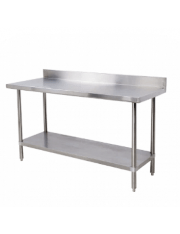 Catering table 1.2m Splashback with undershelf & legs -  s/steel