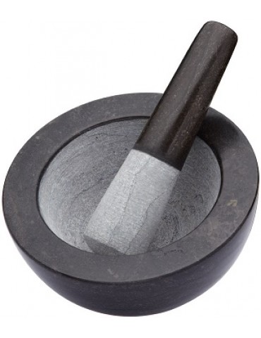 Master Class Round Solid Marble Mortar and Pestle 20x12cm, Sleeved