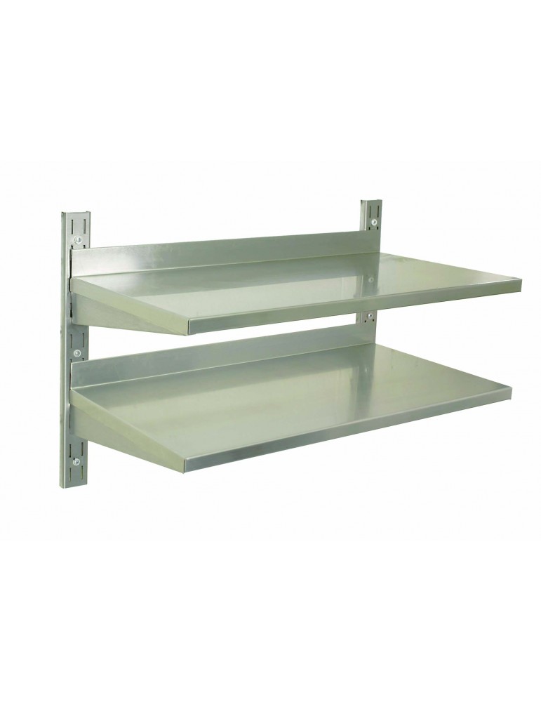 S/STEEL WALL SHELVING DOUBLE - 1200MM X 300MM